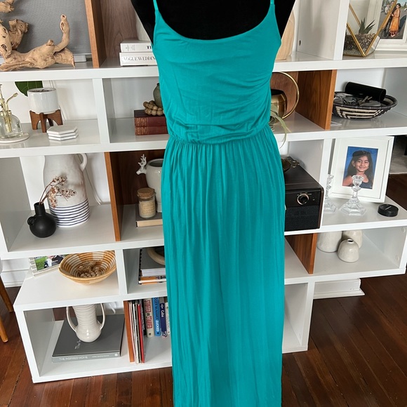 Teal coloured floor length maxi dress in size small - Picture 3 of 5